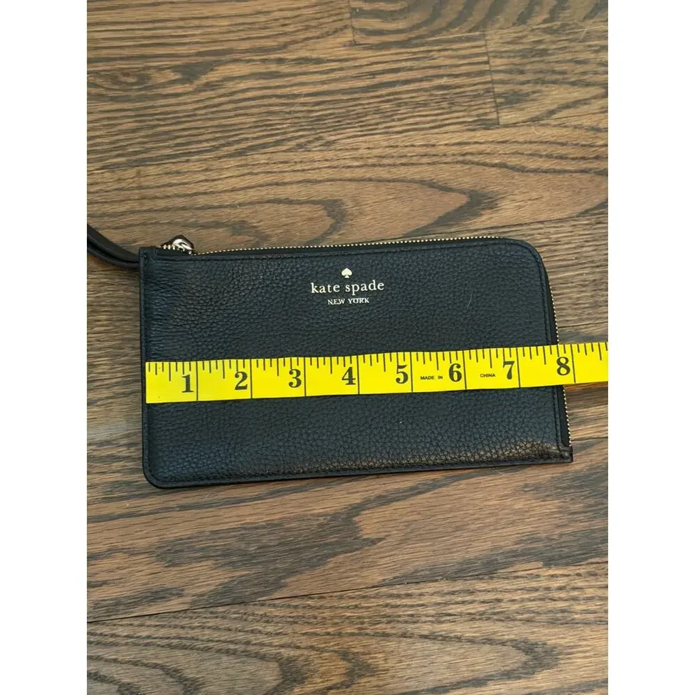 Kate Spade NY Black Pebbled Leather Zip Wristlet Wallet Clutch Large
